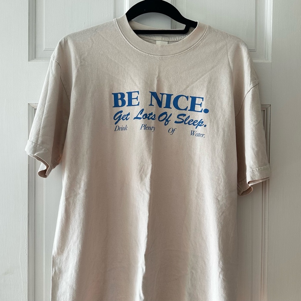 Be Nice Beige Graphic T-Shirt